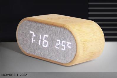 Digital Bamboo Clock & Bluetooth Speakers