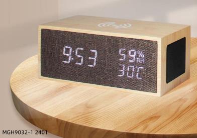 Digital Bamboo Clock & Bluetooth Speakers