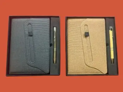 Diaries ( MODEL NO – 8033-1 ) ( 2 IN 1 ) MATERIAL DIARY - PU PEN – METAL / BAMBOO