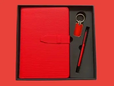 Diaries ( MODEL NO – 8030-4 ) ( 3 IN 1 ) MATERIAL DIARY – PU PEN – METAL KEYCHAIN – METAL