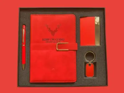 Diaries ( MODEL NO – 8030-3 ) ( 4 IN 1 ) MATERIAL DIARY – PU PEN – METAL CARD HOLDER – METAL KEYCHAIN – METAL