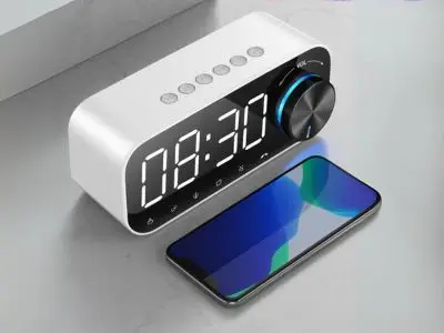MODEL NO – 9033-2 BLUETOOTH SPEAKER WITH DIGITAL CLOCK COLOUR - WHITE