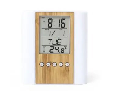 MODEL NO – 9033-3 BAMBOO DIGITAL CLOCK WITH PEN HOLDER